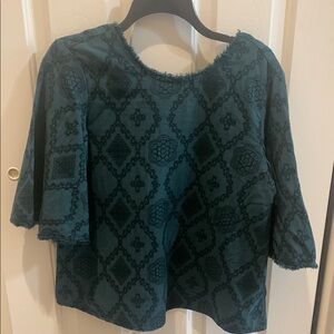 THML Green Boxy Blouse with 3/4 Sleeves